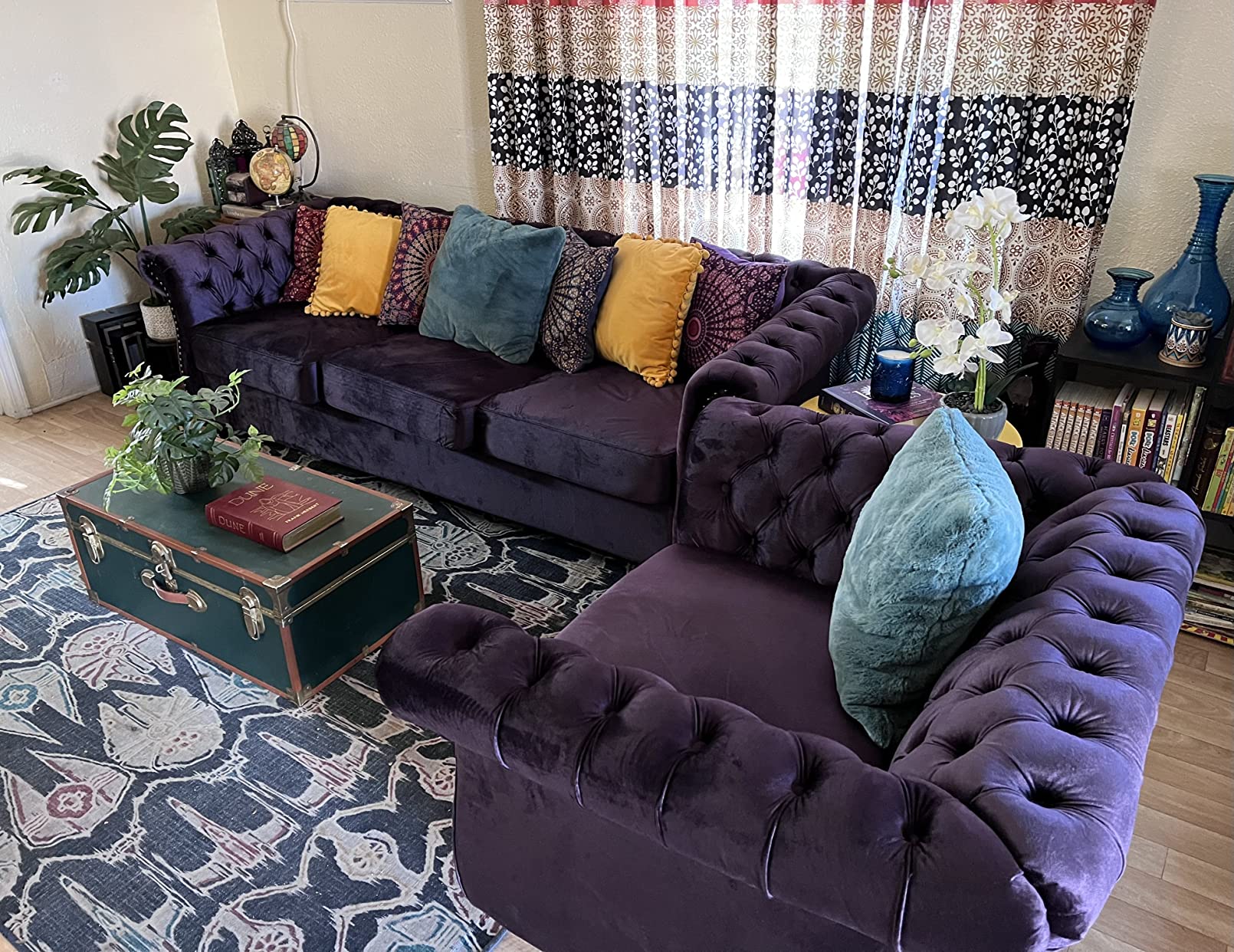 Great Deal Furniture Leila Chesterfield Velvet Club Chair, BlackBerry customer photo 1