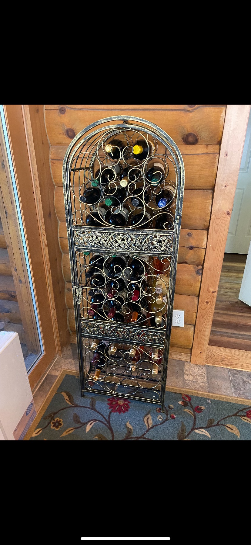 HOMCOM 45 Bottle Wrought Iron Wine Rack Jail with Lock Antique Bronze customer photo 2