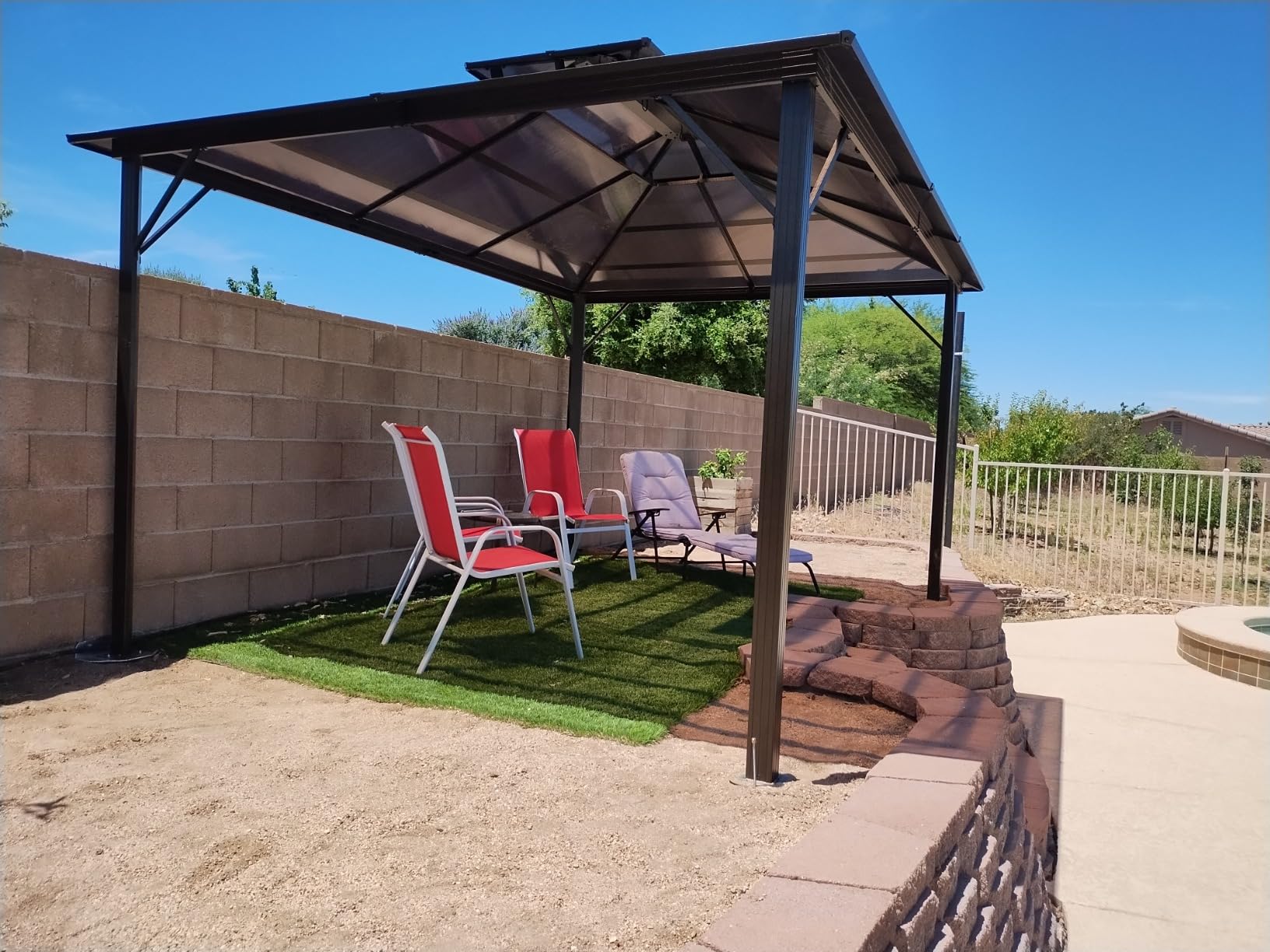 10'x13' Hardtop Gazebo, Outdoor Polycarbonate Double Roof Canopy, Aluminum Frame Permanent Pavilion with Curtains and Netting, Sunshade for Garden, Lawns, Patio customer photo 2