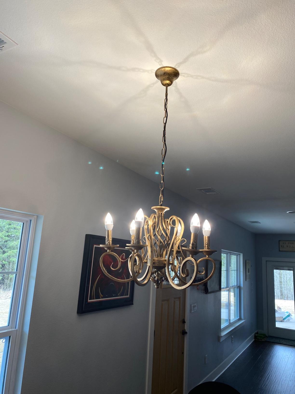 French Country Chandeliers,6 Lights Candle Wrought Iron Chandelier,Rustic Farmhouse Pendant Light Fixture Hanging Lighting for Kitchen Island,Dining Room,Living Room,Foryer | Vintage Farmhouse Pendant Light, Adjustable Chain, E12 Bulbs Required for Dining Room, Kitchen Island, Living Room and Foyer customer photo 1