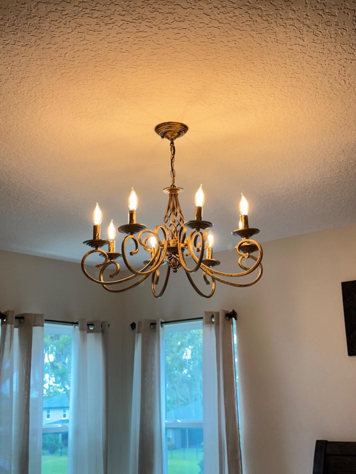 8-Light Rustic French Country Chandelier, 28-Inch Antique Bronze, Vintage Farmhouse Candle Pendant Light with Adjustable Chain for Dining Room, Kitchen Island, Living Room, Bedroom and Foyer customer photo 1