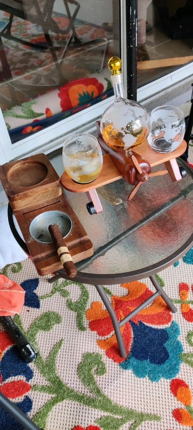 Godinger Whiskey Decanter Airplane Globe Set with 2 World Whiskey Glasses - for Liquor Scotch Bourbon Vodka customer photo 2