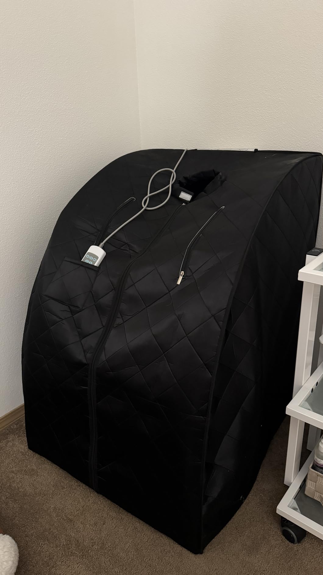 Portable Infrared Sauna, 1 Person at Home Full Body Sauna, Individual Home Spa Tent with Heating Foot Pad, Upgraded Sauna Chair (L 27.6'' x W 31.5'' x H 37.8'', Black) customer photo 1