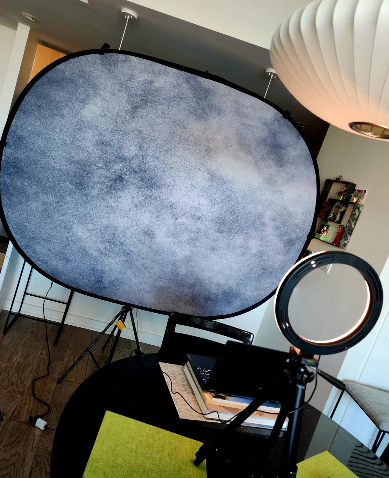 Kate Collapsible Backdrop Gray Photography and Video Backdrop 136 | 5x6.5ft(1.5x2m) Gray Teal Pop Up Collapsible Backdrop for Photography, Self Tape, Acting customer photo 1