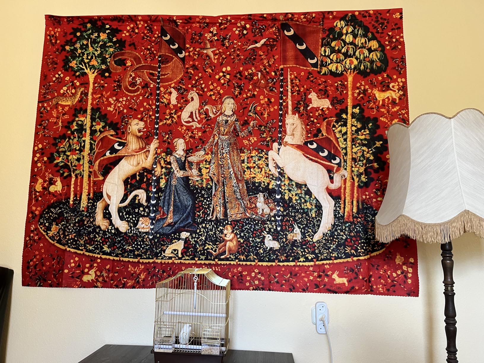 FEASRT Medieval Lady & Unicorn Tapestry for Bedroom, Living Room, Apartment & Dorm Decor - 80x60 Inches customer photo 2