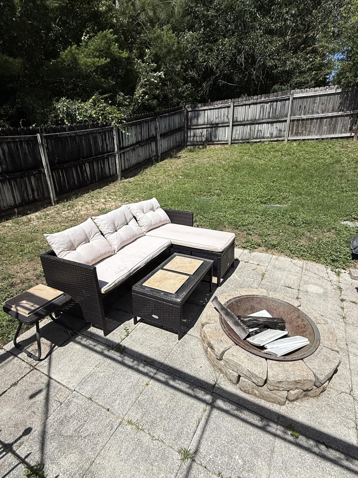 Tangkula Patio Corner Sofa Set 3 Piece, Outdoor Rattan Sofa Set, Includes Lounge Chaise, Loveseat & Coffee Table, Patio Garden Poolside Lawn Backyard Furniture customer photo 1