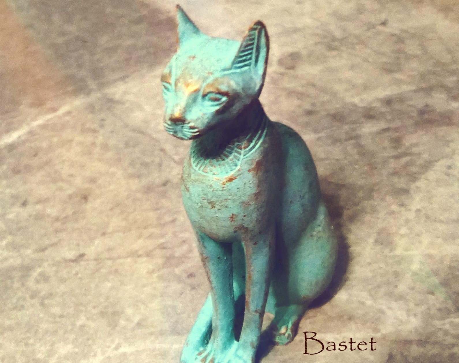Discoveries Egyptian Imports Patina Bastet Cat Statue - Made in Egypt - 5