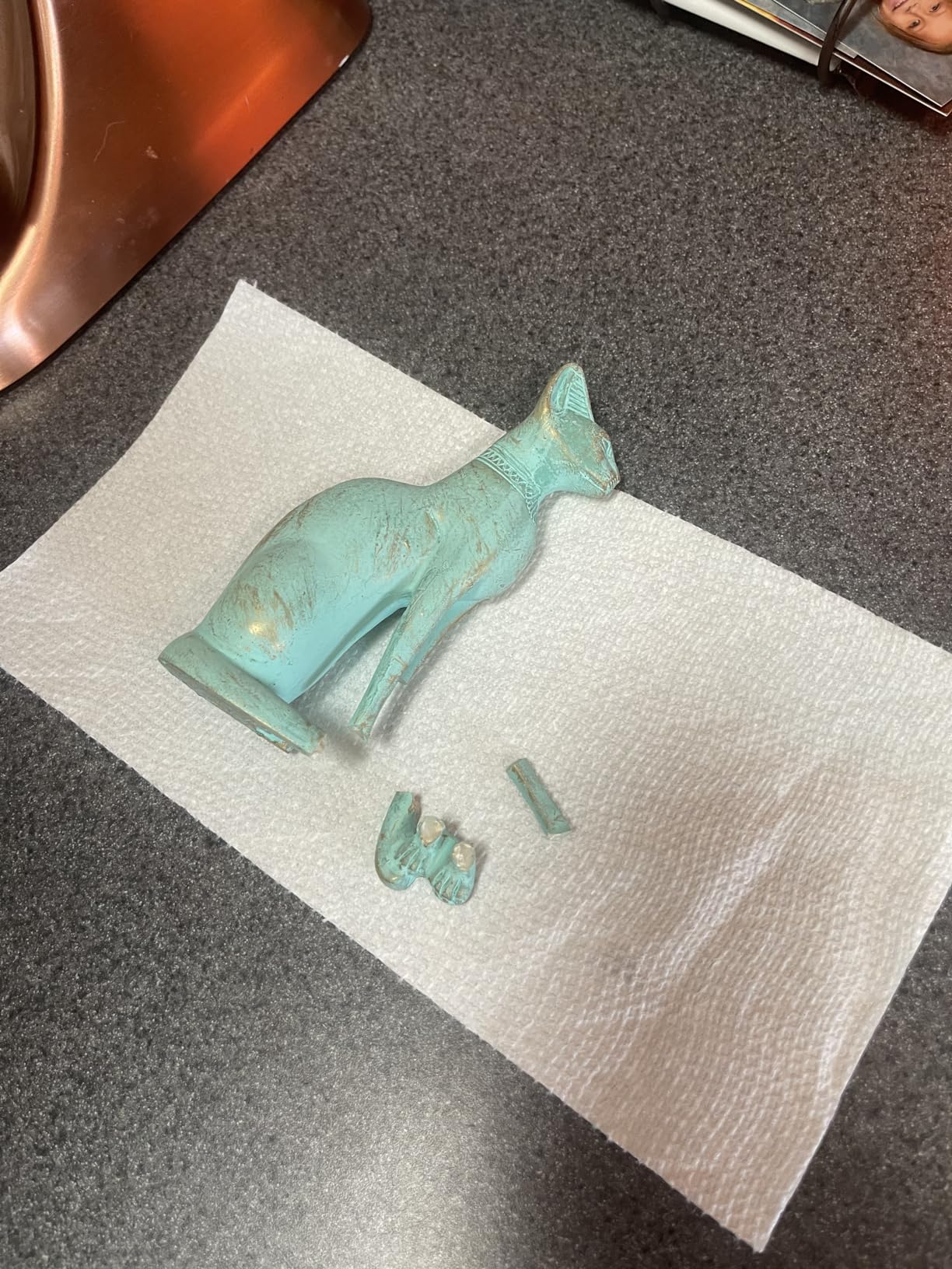 Discoveries Egyptian Imports Patina Bastet Cat Statue - Made in Egypt - 5