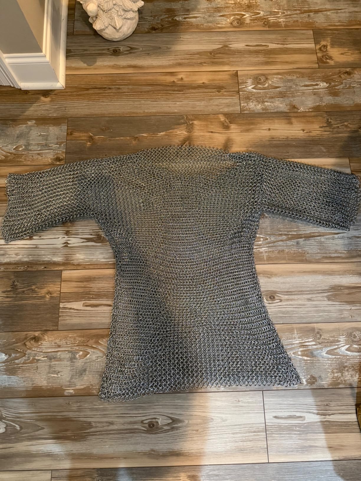 Half Sleeves Chainmail Shirt with Coif Medieval Knight Armor Costume customer photo 2