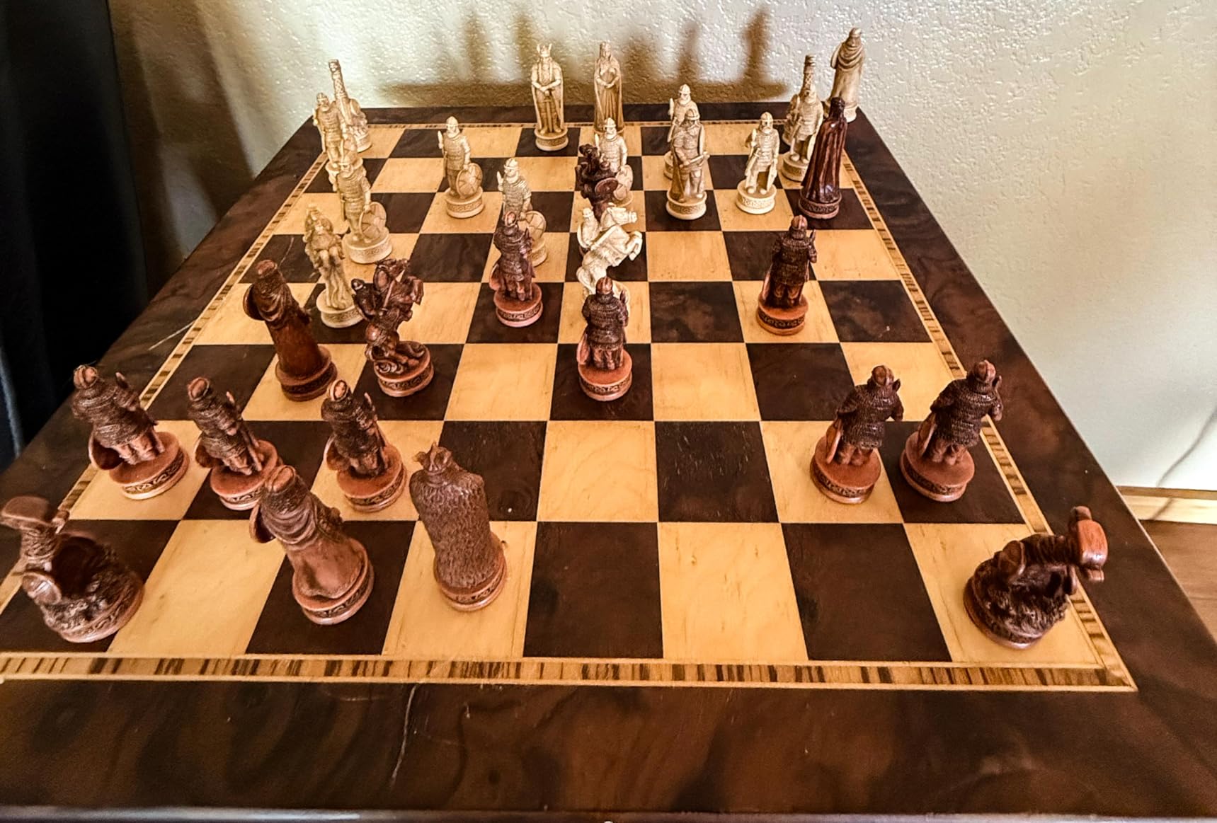 Veronese Design 3 1/4 Inch Viking Chessmen Set Hand Painted Resin Wood Ivory Finish Statue Home Decor customer photo 1