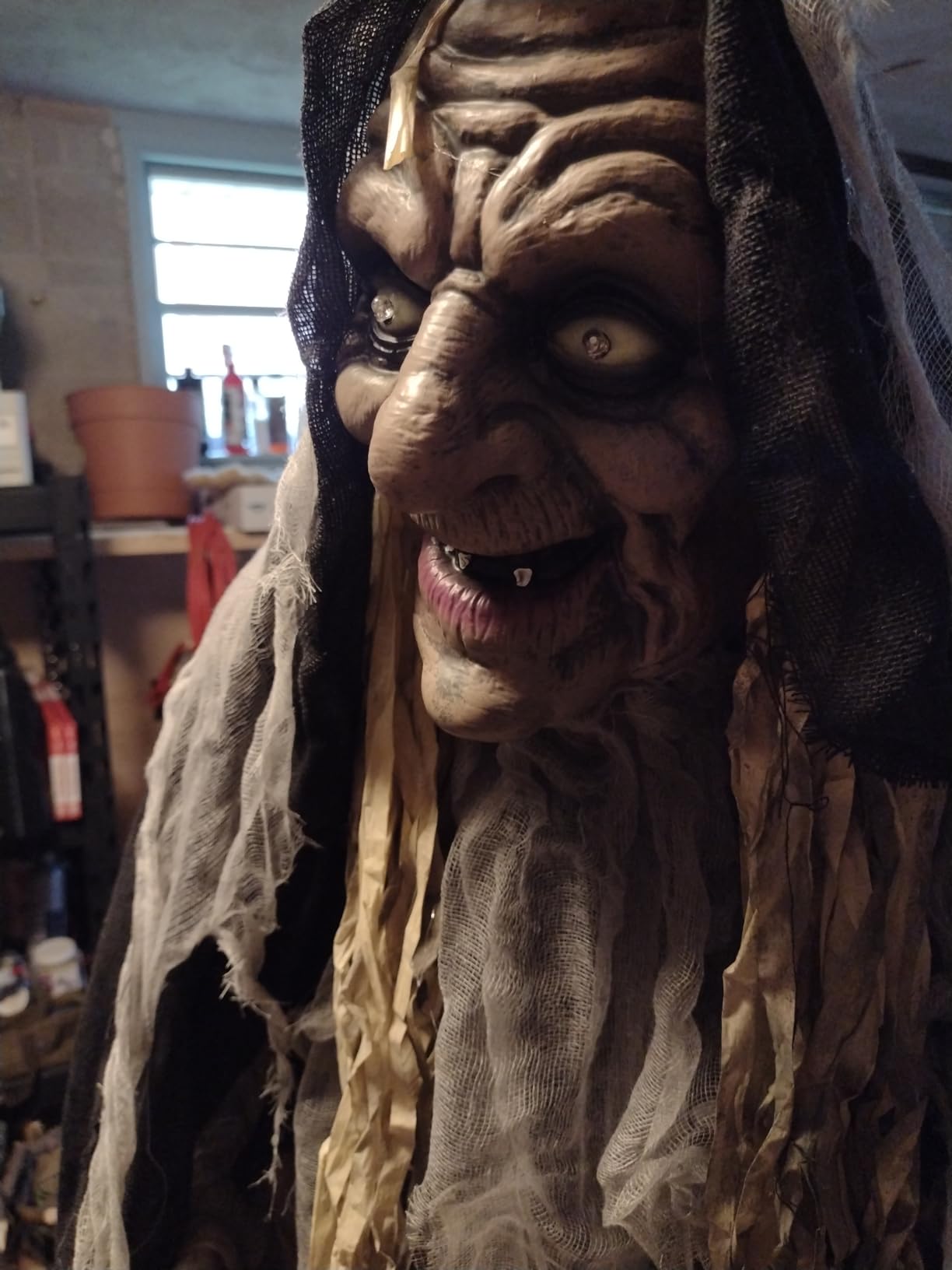 Haunted Hill Farm Life-Size Talking Witch Holding Spell Book, Halloween Animatronic with Touch Activated Lights and Sound, Poseable, Battery Operated Indoor or Covered Outdoor Halloween Decorations customer photo 2