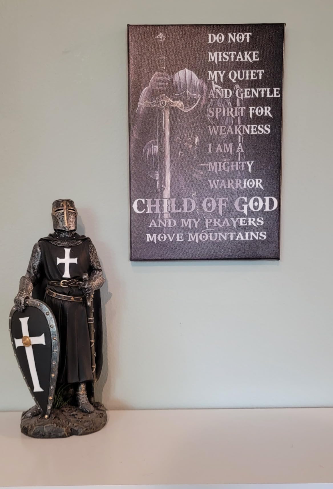 Ebros Gift Holy Wars English Black Cloaked Crusader Knight of The Cross with Sword and Shield Statue 11