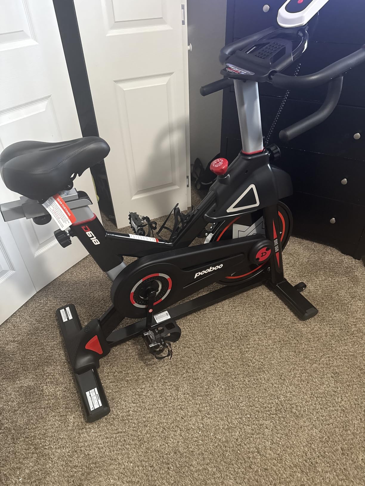 Exercise Bike, pooboo Stationary Bike for Home Gym, Magnetic Resistance Indoor Cycling Bike w/Comfortable Seat Cushion & Tablet Mount, Silent Belt Drive Indoor Bike for Cardio Workout customer photo 2