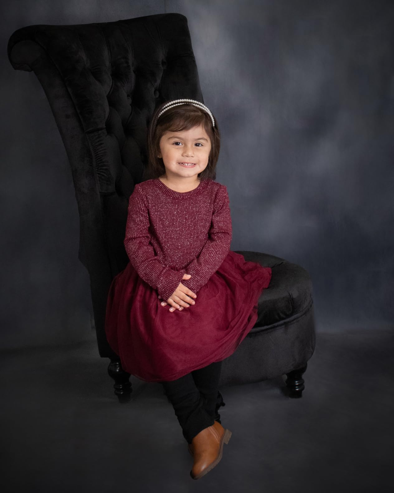 MU High Back Throne Royal Chair, Retro Armless Chair with Storage, Velvet Furniture Chair, Upholstered Tufted Accent Seat for Living Room, Bedroom, Black customer photo 2