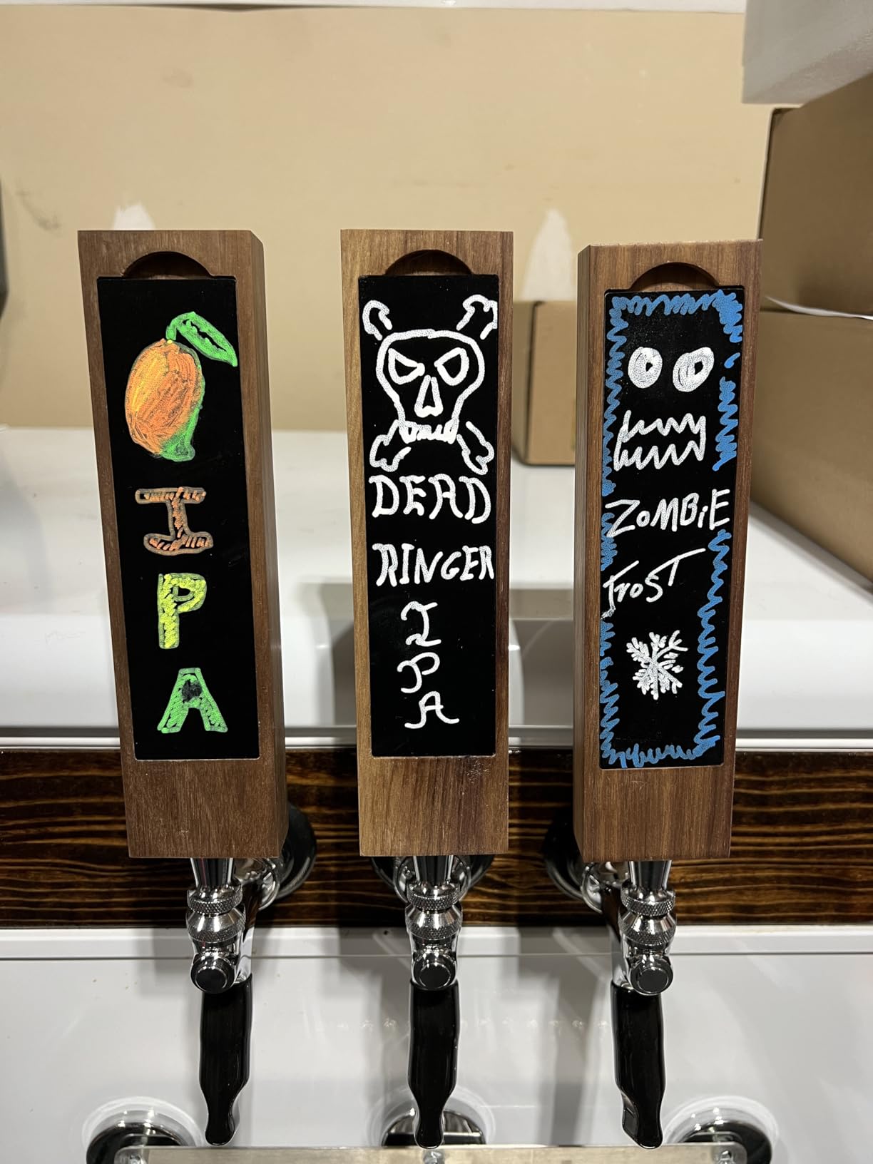 Beer Tap Handle with Removable Chalkboard - 8 Inch Rustic Walnut Wooden Tap Handle with a Convenient Removable Magnetic Chalkboard for Kegerators, Bar Taps, Homebrewers, and Draft Beer, by Gonbae customer photo 1