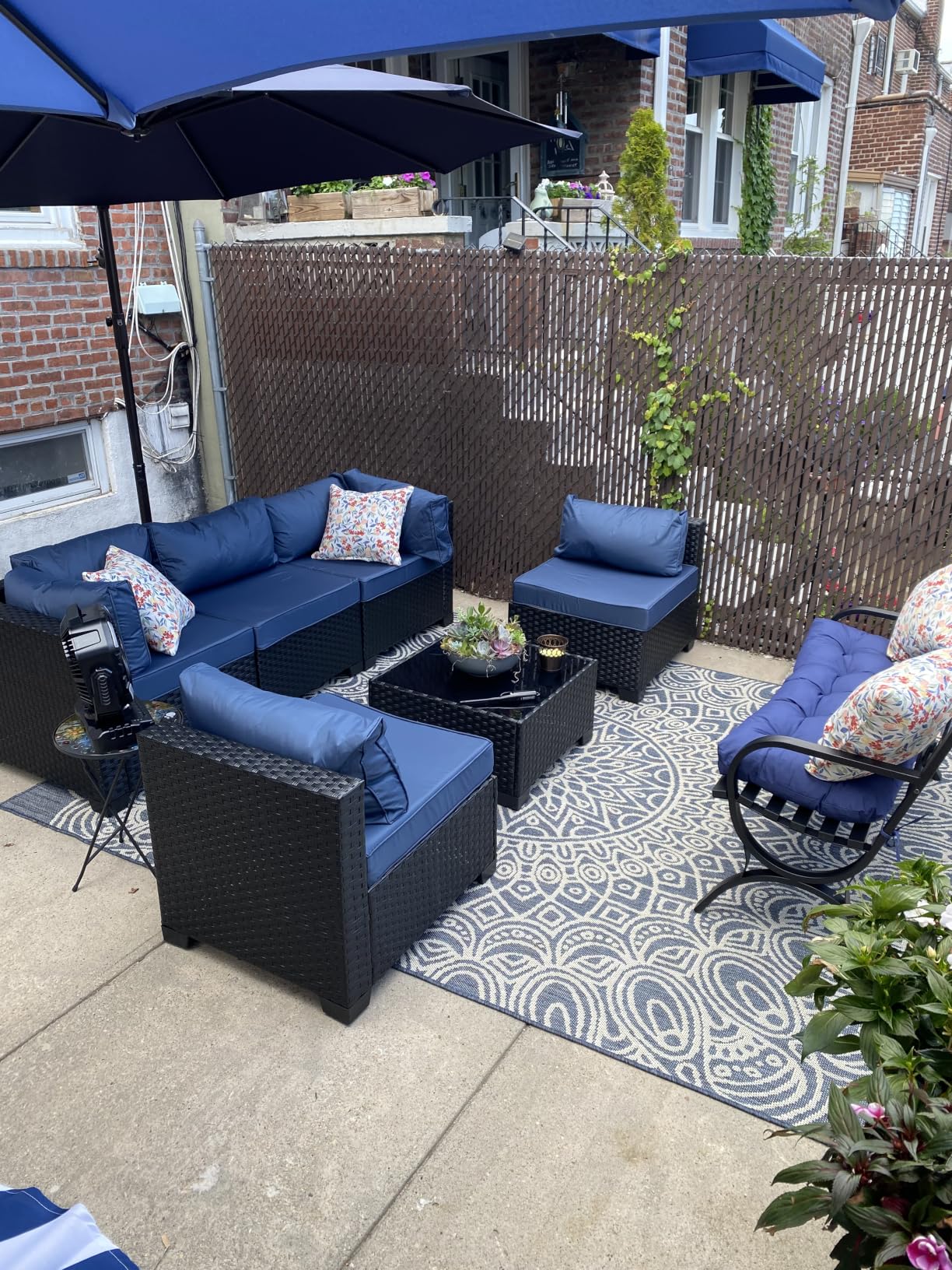 Rattaner Patio Sectional 6 Pieces All-Weather Wicker Patio Furniture Set Outdoor Sectional with Glass Table Non-Slip Cushions and Waterproof Cover, Khaki customer photo 2