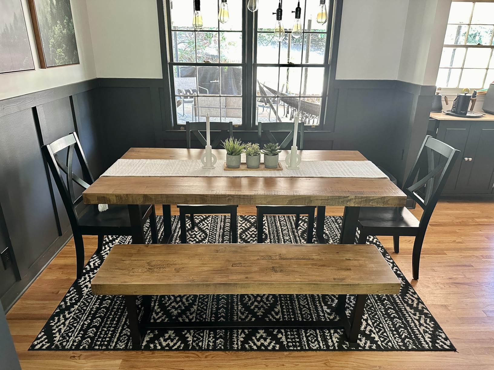 Walker Edison Durango Distressed Solid Wood Dining Table, 72 Inch, Rustic Oak customer photo 1