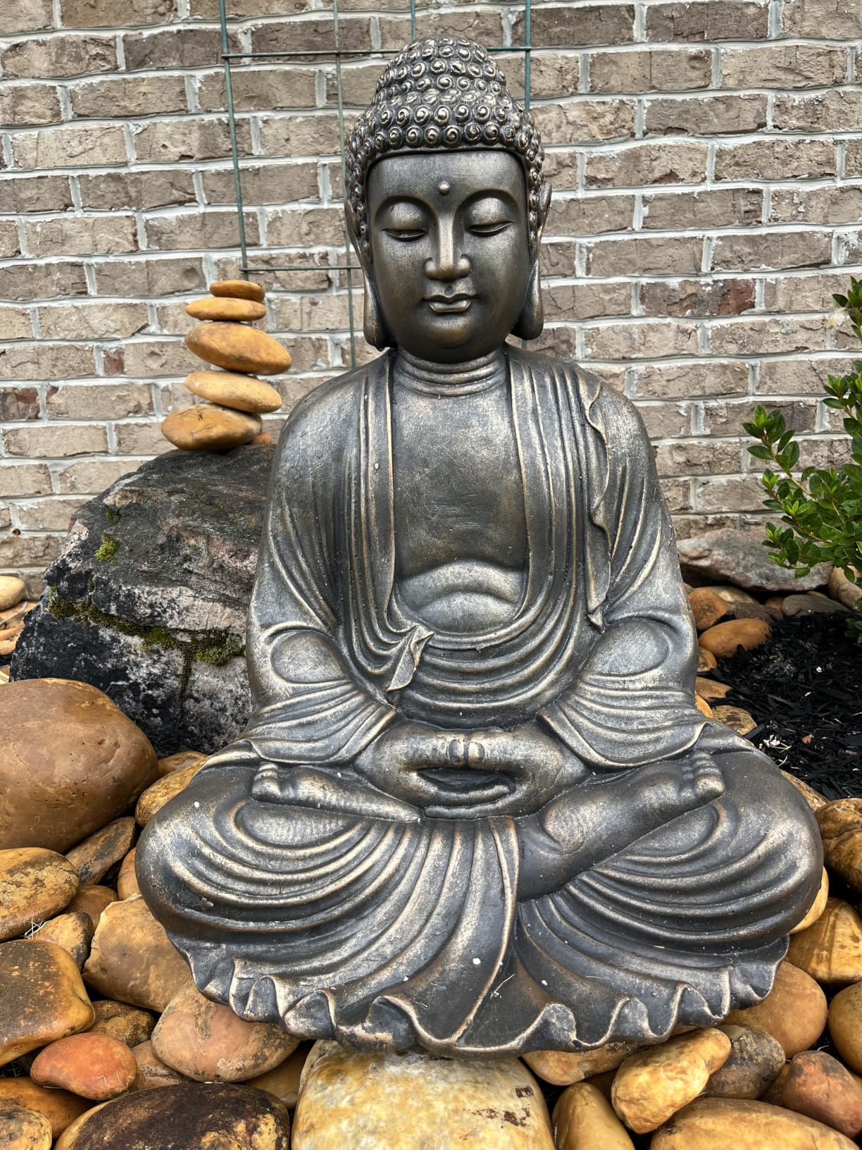 Glitzhome 22.75-inch Zen Meditation Buddha Garden Statue, Bronze Large Indoor and Outdoor Sculpture customer photo 1