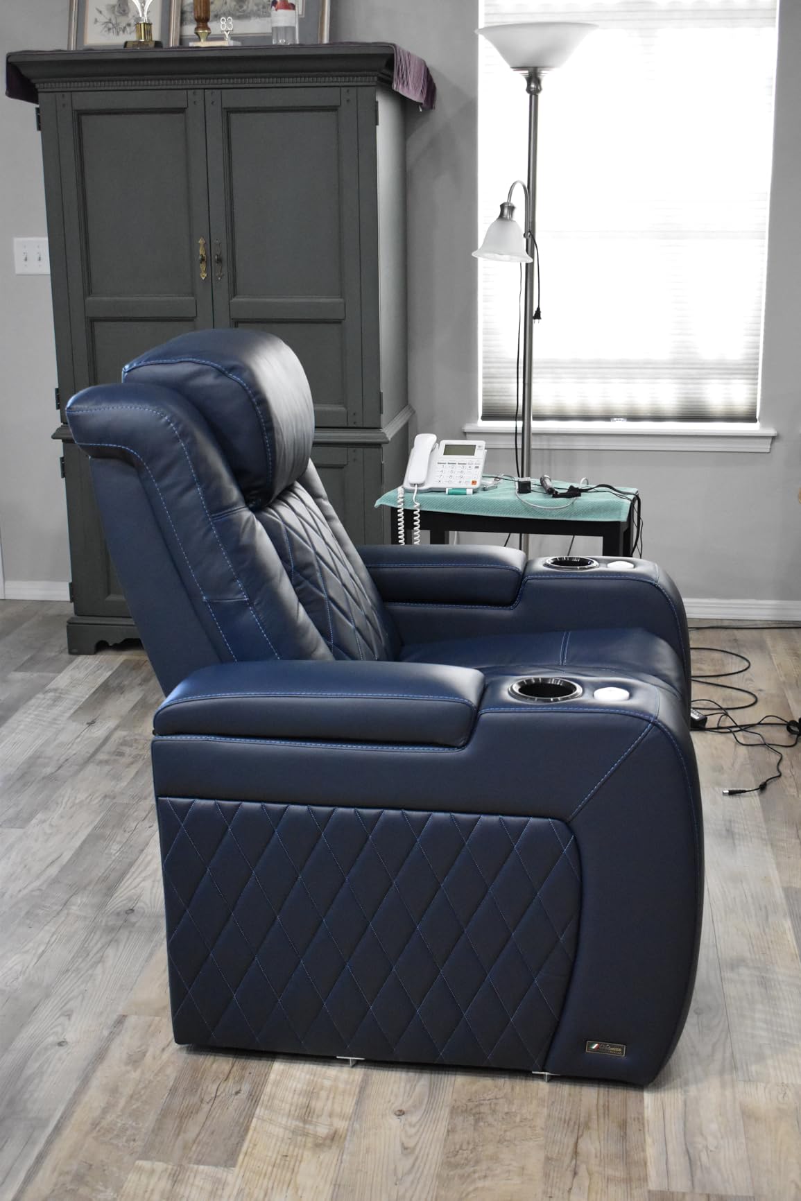 Valencia Tuscany Home Theater Seat - Nappa Leather Power Recliner with Cool Gel Memory Foam, USB-C/USB-A Charging, RGB LED Lights, Adjustable Lumbar & Headrest (Single Recliner, Black) customer photo 1