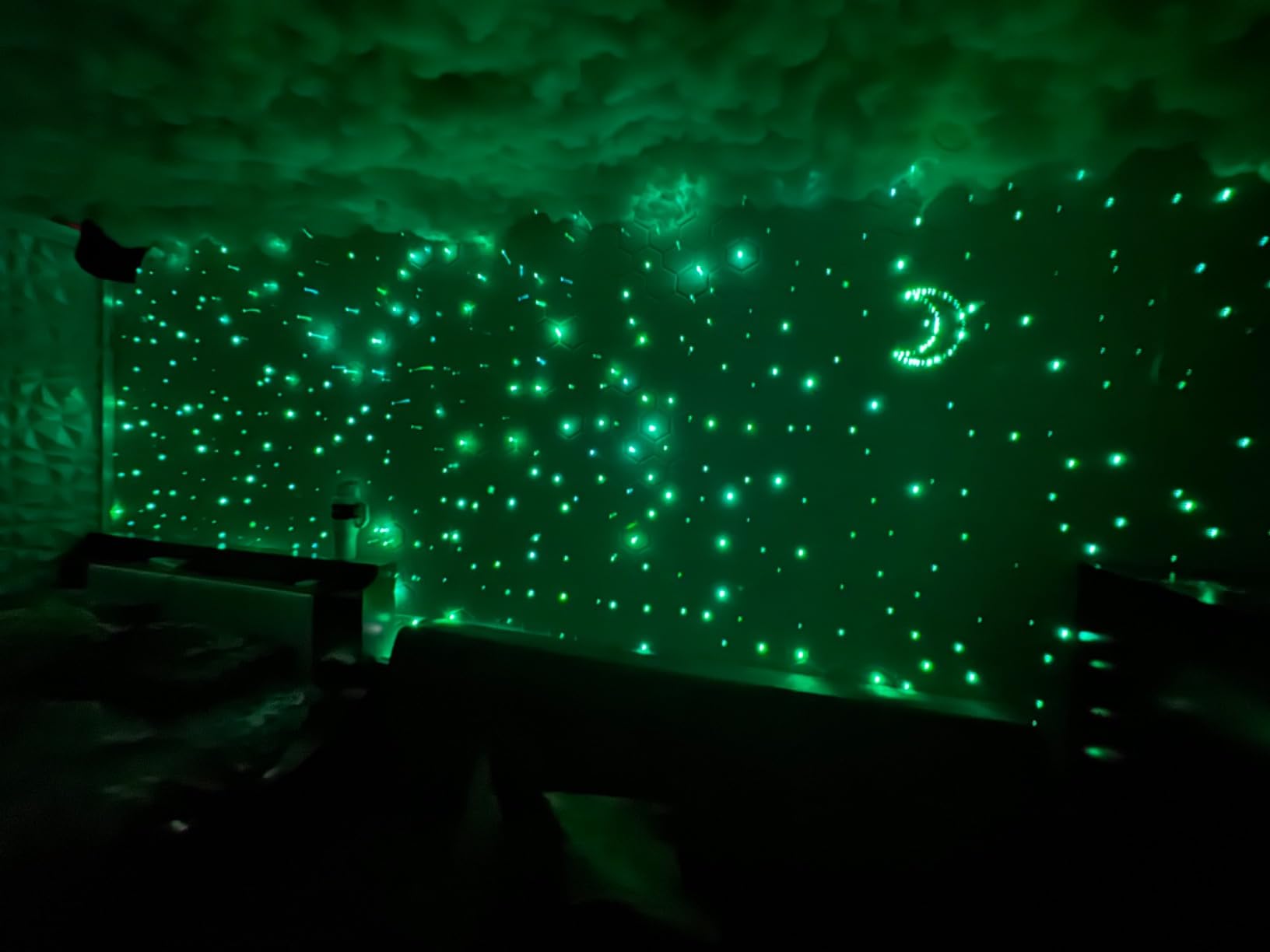 Fiber Optic Light Kit 20W RGBW Twinkle+APP+Sound Activated Dual-Head Fiber Optic Star Ceiling Light Total 620pcs of 9.8ft/3m Mixed Fiber Optic Strands for Car Headliner Star/Media Room customer photo 2