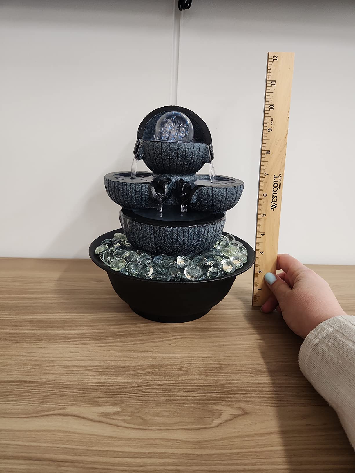 Tabletop Water Fountain Indoor Waterfall Fountains Stacked Rocks Water Feature Feng Shui Zen Meditation Relaxation Desktop Fountain for Home and Office Indoor Spaces Decor (Style 15) customer photo 1