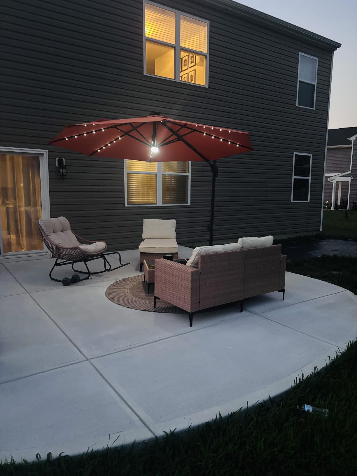 Best Choice Products 10ft Solar LED Cantilever Patio Umbrella, 360-Degree Rotation Hanging Offset Market Outdoor Sun Shade for Backyard, Deck, Poolside w/Lights, Easy Tilt, Cross Base - Navy Blue customer photo 1