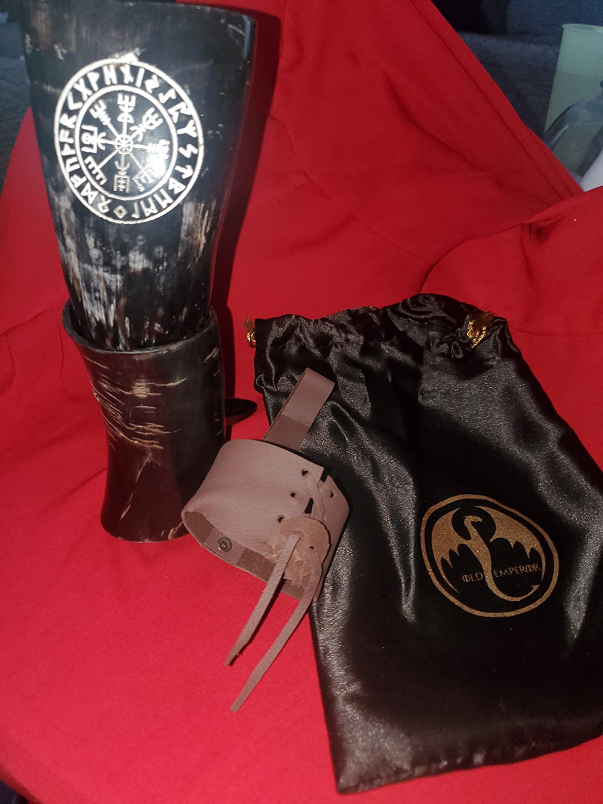 OLDEMPEROR Viking Drinking Horn - 12 Inch with Viking Compass Engraved & Leather Holster customer photo 1