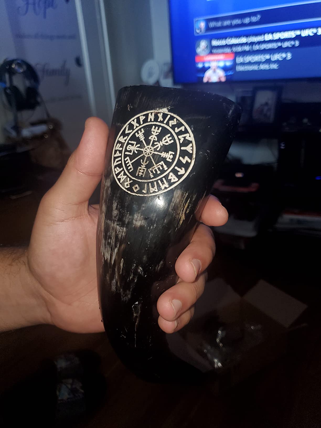 OLDEMPEROR Viking Drinking Horn - 12 Inch with Viking Compass Engraved & Leather Holster customer photo 2