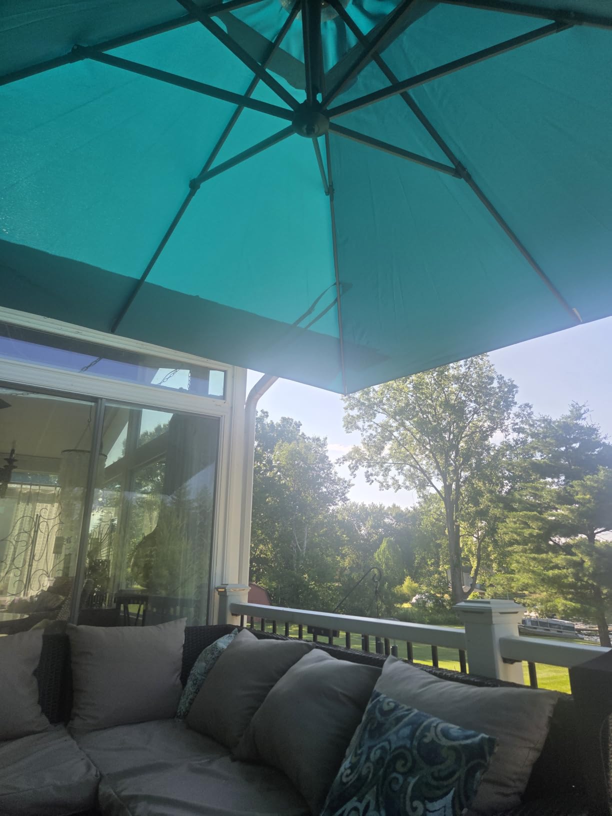 PURPLE LEAF Patio Umbrella with Base 10 Feet Outdoor Cantilever Square Umbrella Aluminum Offset Umbrella with 360-degree Rotation for Garden Deck Pool Patio, Grey customer photo 2