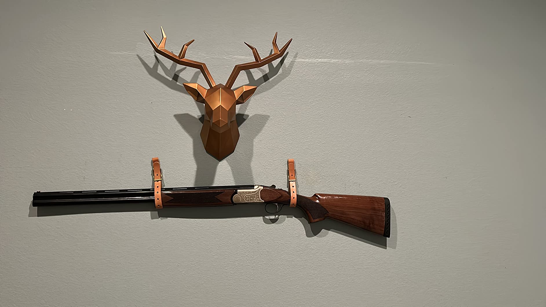 Leather Hanging Straps Gun Rack Wall Mount Display for Rifle Shotgun Axe Hatchet Tool Sword Umbrella customer photo 1
