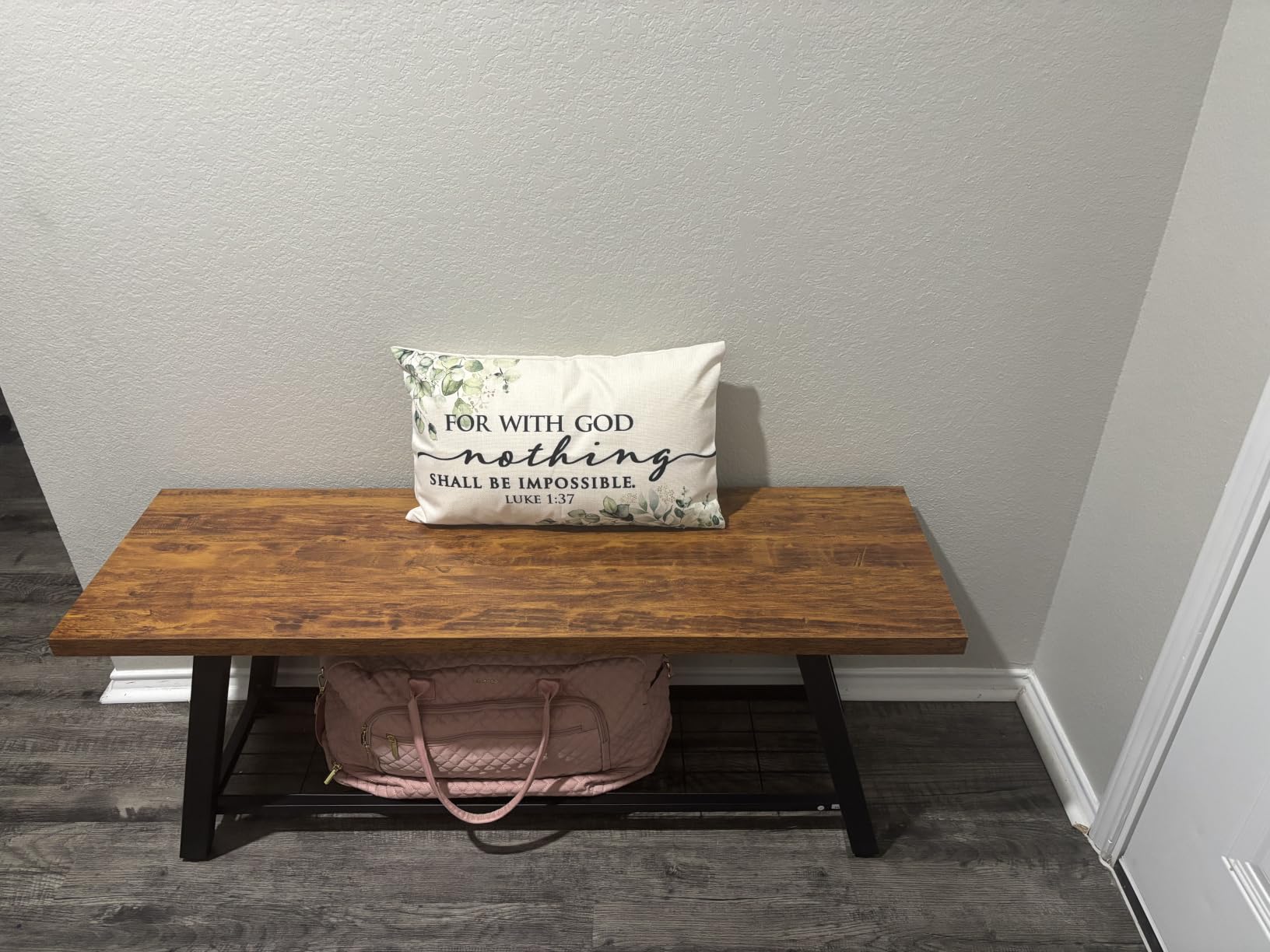 Oastreeful Storage Bench Industrial Rustic Wooden and Metal Entryway Shoe Boots Storage Rack Long Bench Seat for Hallway Bedroom Retro Brown Farmhouse Style customer photo 1