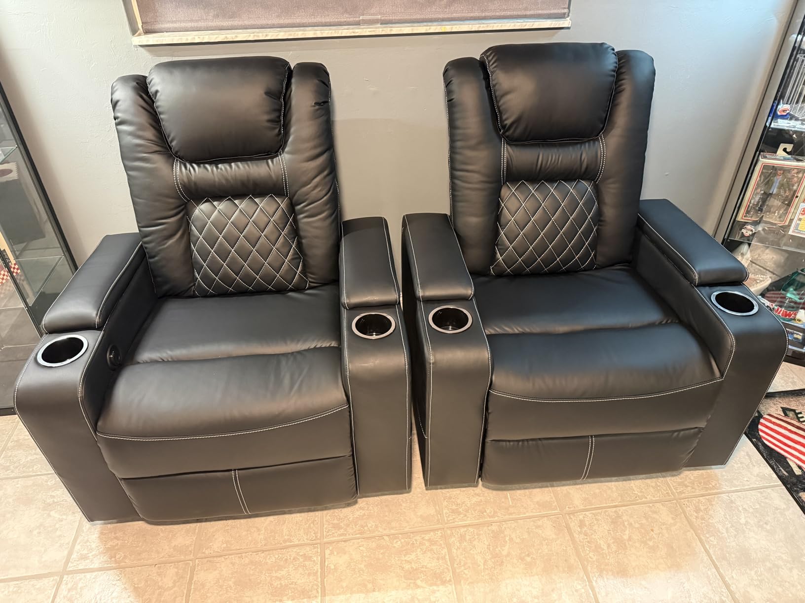 Electric Power Recliner Chair with USB Ports and Cup Holders, Breathable Leather Home Theater Seating with Hidden Arm Storage (Brown) customer photo 1