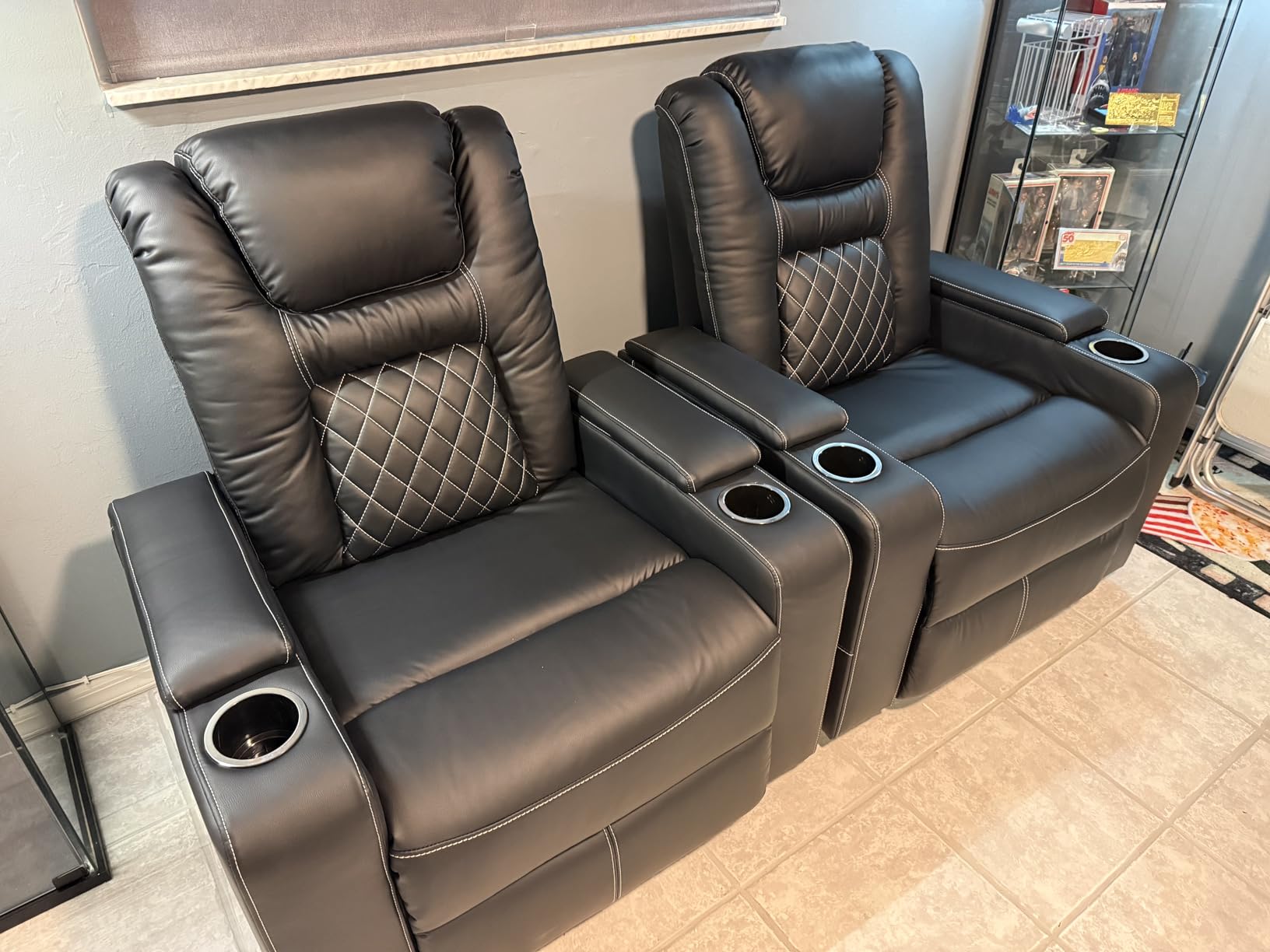 Electric Power Recliner Chair with USB Ports and Cup Holders, Breathable Leather Home Theater Seating with Hidden Arm Storage (Brown) customer photo 2