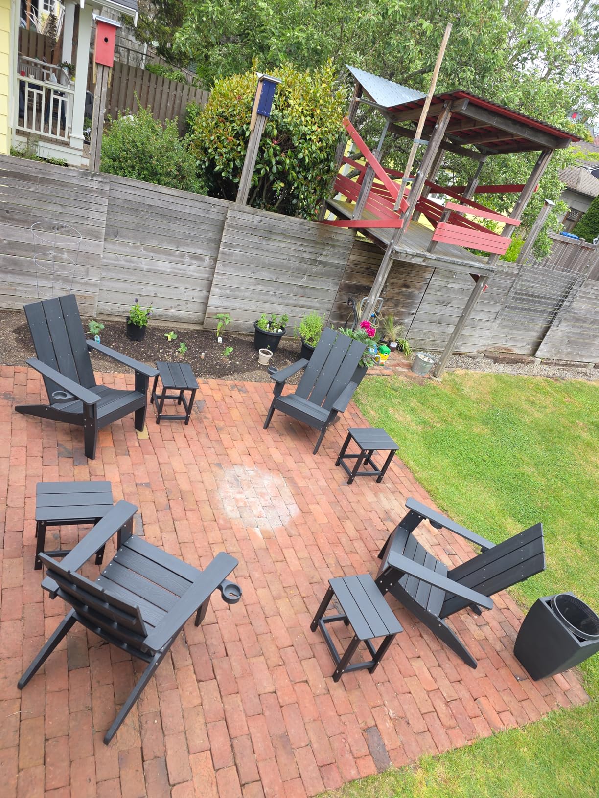 Adirondack Chairs Set of 4, 450lb Capacity & 33in Tall Backrest | Oversized Modern Adirondack Chairs, Comfortable All-Weather Fire Pit Chair, Easy Assembly True Wood Grain Lawn Outdoor Chair customer photo 1