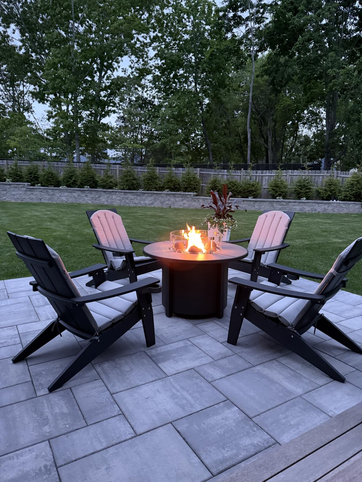 Adirondack Chairs Set of 4, 450lb Capacity & 33in Tall Backrest | Oversized Modern Adirondack Chairs, Comfortable All-Weather Fire Pit Chair, Easy Assembly True Wood Grain Lawn Outdoor Chair customer photo 2
