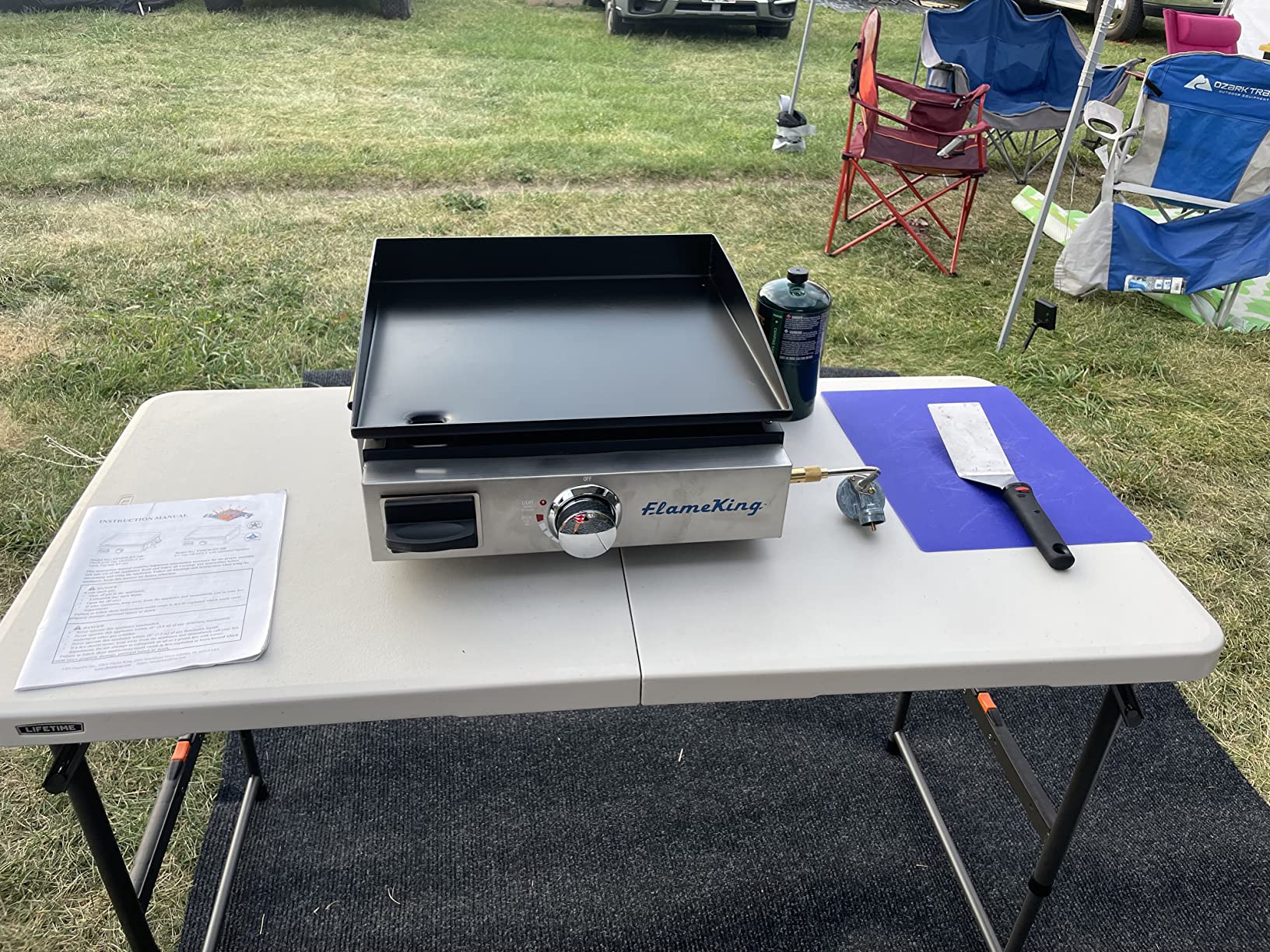 Flame King Flat Top Portable Propane Cast Iron Grill Griddle Tabletop for Outdoor Camping, Tailgating, Outdoor Cooking customer photo 1