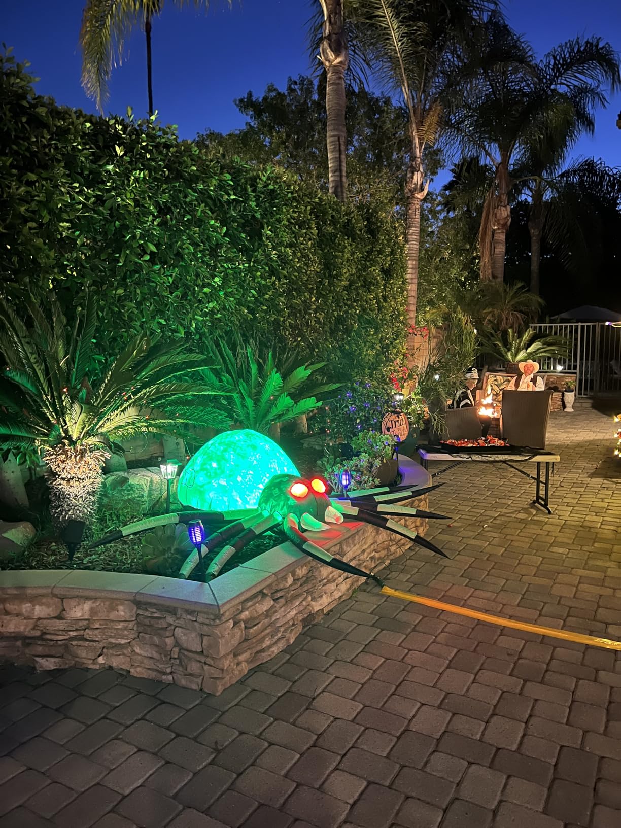 8 FT Halloween Inflatables Spider Outdoor Decorations for Yard, Giant Blow up Green Spider with Rotating Fire Flame Light, Large Spooky Spider Props for Halloween Party Garden Lawn House Holiday Decor customer photo 1