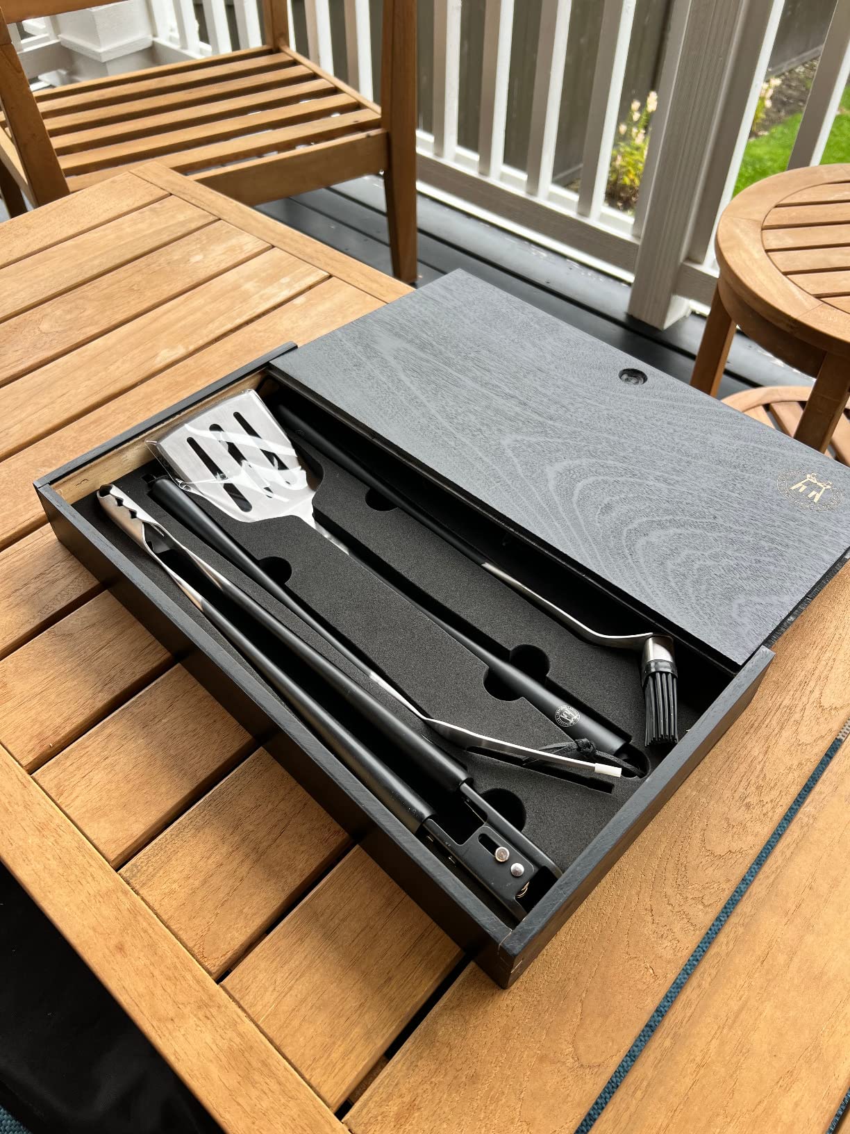 Schmidt Brothers - BBQ Carbon 6, 4-Piece Grilling Accessory Set, Full-Forged Stainless Steel Grilling Utensils Including Spatula, Fork, Basting Brush, and Tongs with All Wood Handles customer photo 2