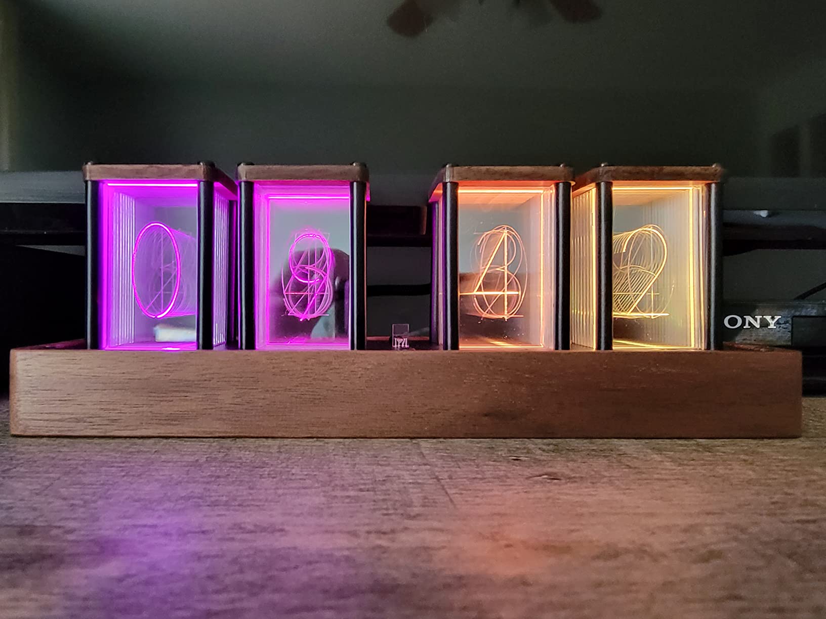 Adventurers Nixie Tube Clock - Cool Clock - Retro Wooden Shell / LED Full Color Custom RGB and 12/24h Display,Decorate Room customer photo 1