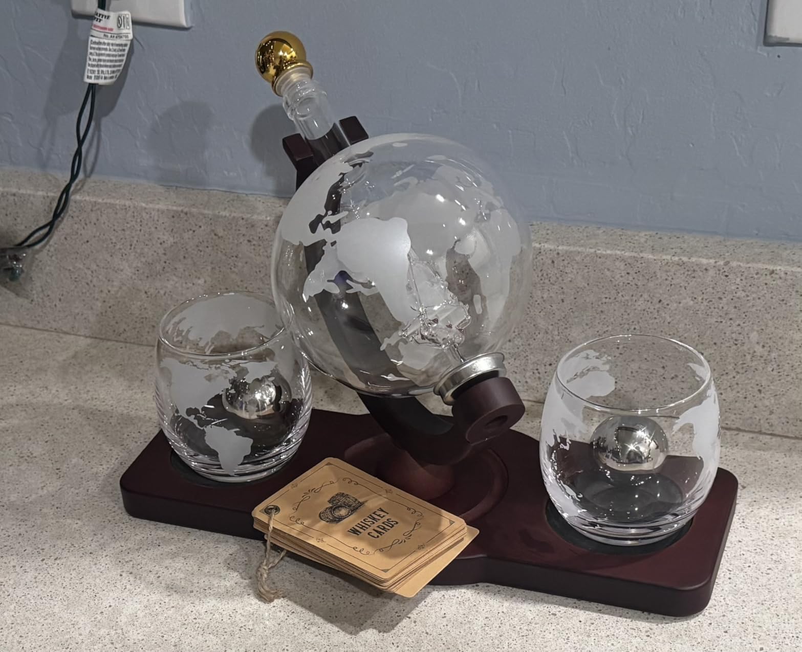 Gifts for Men Dad Fathers Day, Whiskey Decanter Globe Set with 2 Ball Stones & 2 Glasses customer photo 2