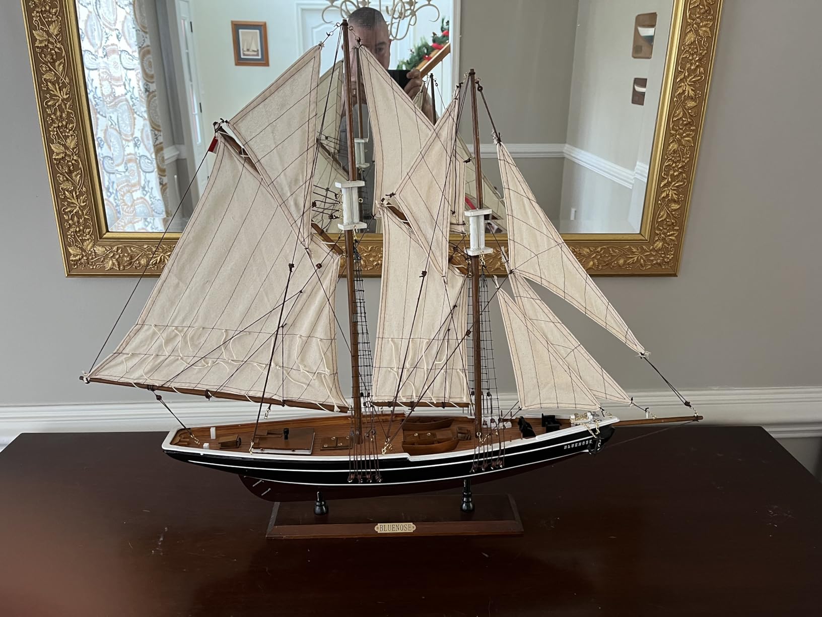 SAILINGSTORY Wooden Sailboat Model Ship Bluenose 1/80 Scale Replica Medium - Handcraft Authentic Details customer photo 4
