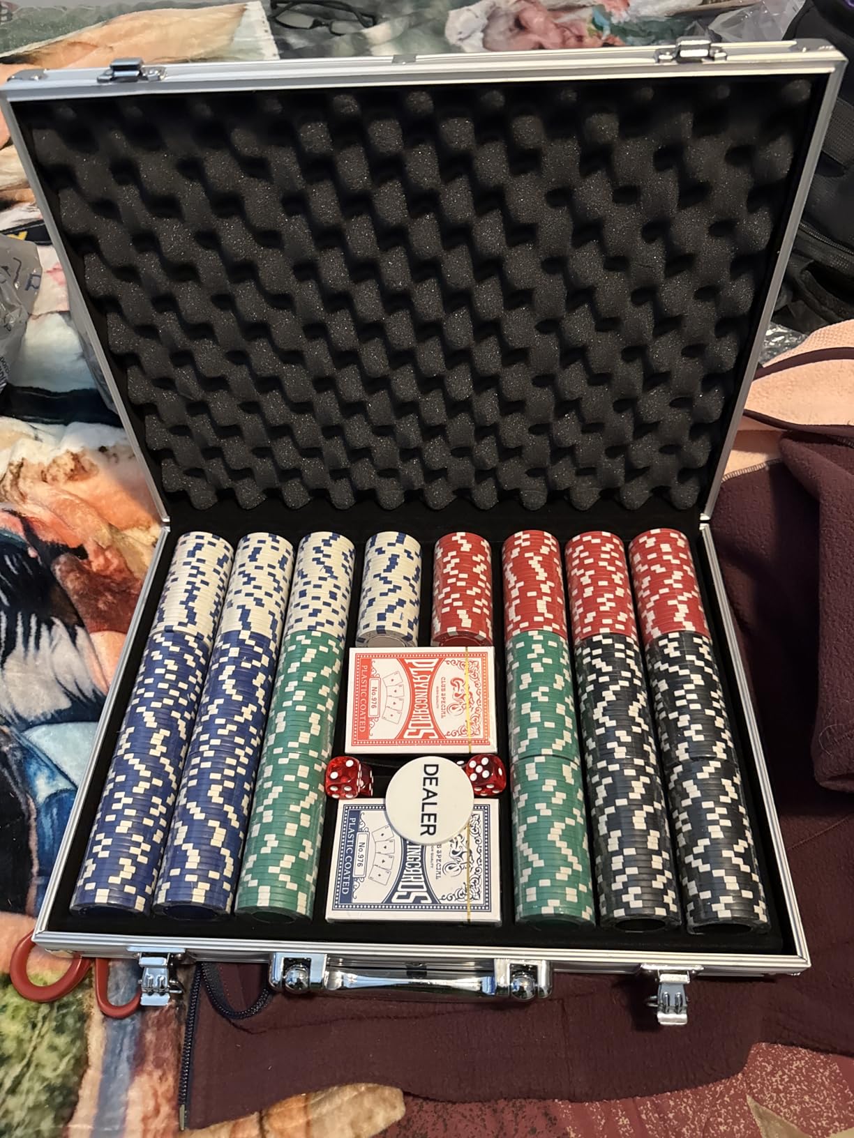 Comie Poker Chips, 500PCS Poker Chip Set with Aluminum Travel Case, 11.5 Gram Poker Set customer photo 2