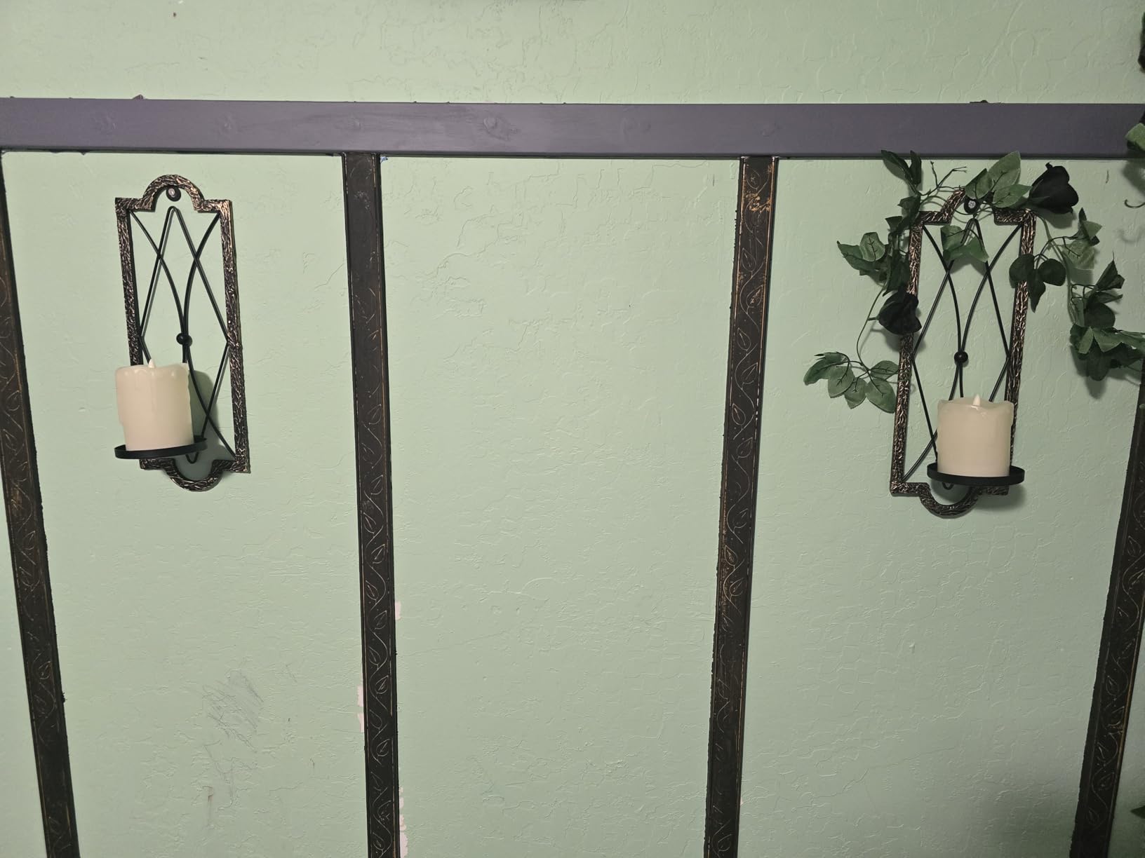 Gothic Candle Sconce Set of 2 - Gold Black Metal Wall Candle Holder - Rustic Home Decor, Dark Academia Decor customer photo 1
