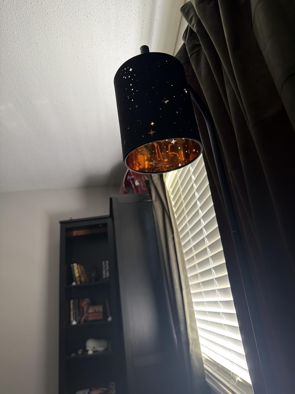 Gothic Industrial Floor Lamp with Starry Laser Cut Shade, 67