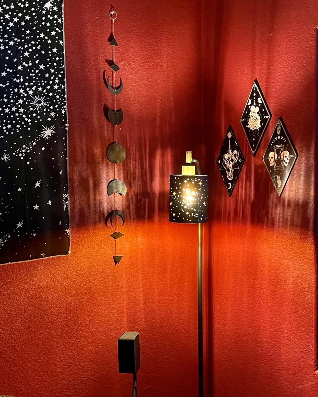 Gothic Industrial Floor Lamp with Starry Laser Cut Shade, 67