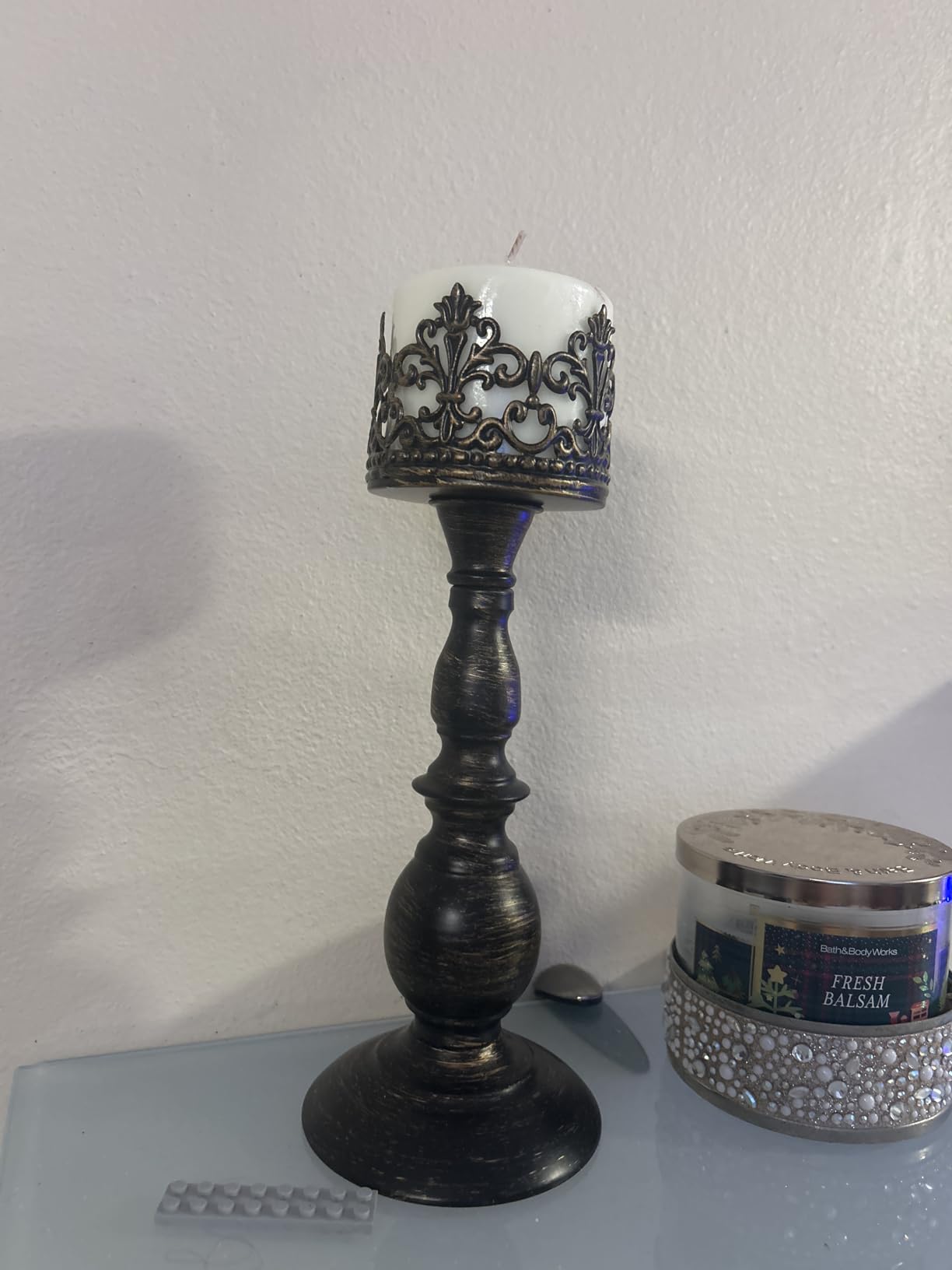 Candle Holders for Pillar Candles Gothic Matte Black Vintage Tall Candle Holders Set of 2 Decorative Large Table Centerpieces Candle Stand Decor (Black 2PCS A) customer photo 1