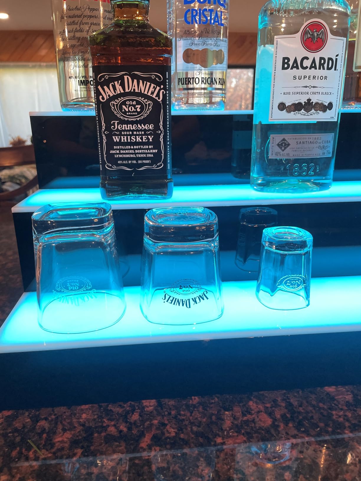 VONCI LED Lighted Liquor Bottle Display Shelf, 16-Inch 2-Step Bar Bottle Display Shelf Bar Shelves for Liquor Bottles Liquor Shelf with Remote and App Control for Home Commercial Bar Party Accessories customer photo 2
