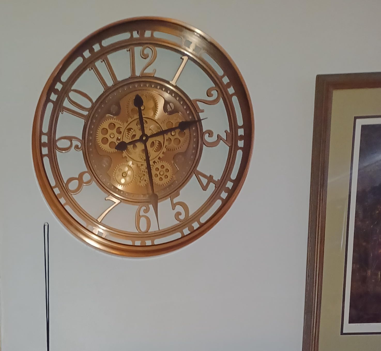 Real Moving Gears Wall Clock Large Modern Metal Clocks for Living Room Decor, Industrial Steampunk Unique Vintage Rustic Decorative Clock for Home Farmhouse Office, 21 Inch Red Copper Arabic customer photo 2