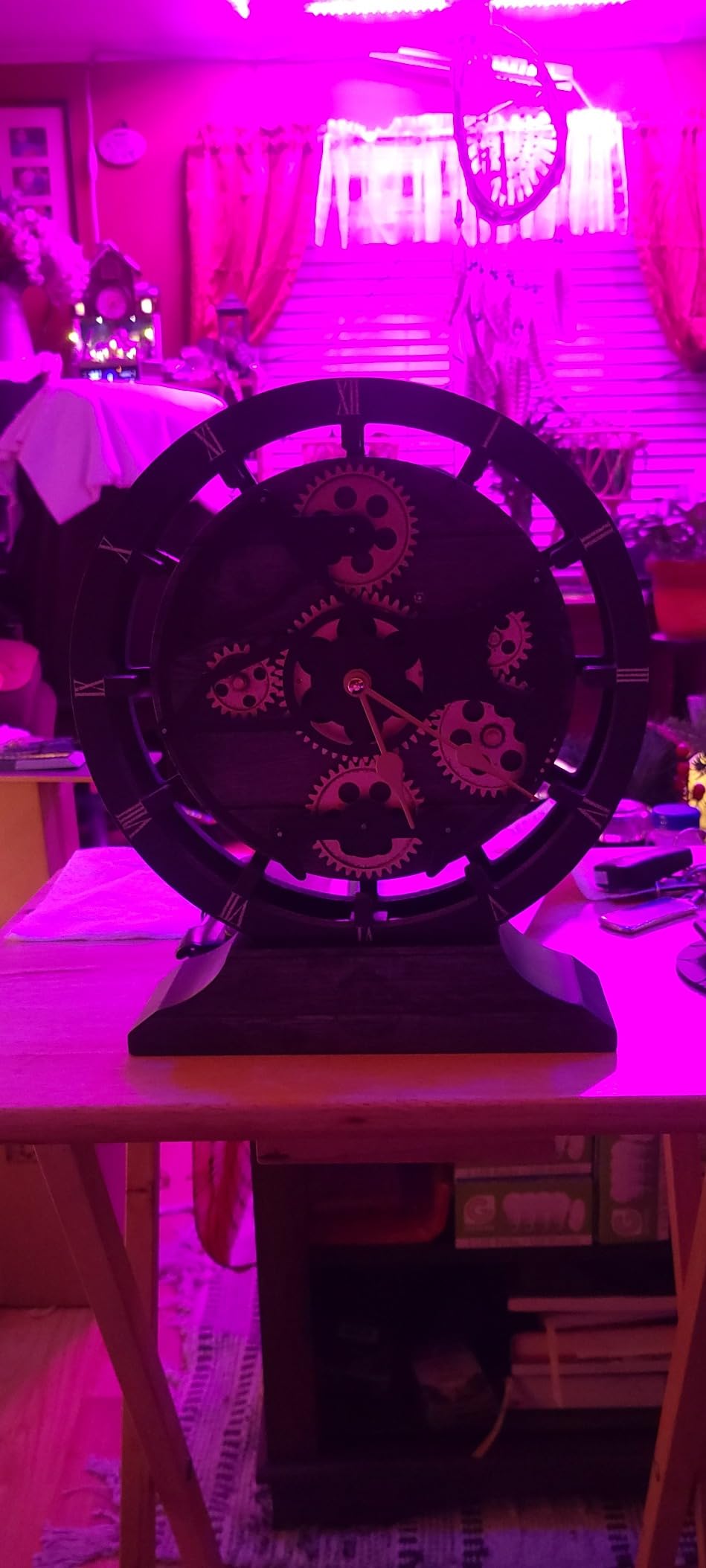 The Gears Clock Desk Clock 10 inches with Real Moving Gears Convertible into Wall Clock (Vintage Black) customer photo 2