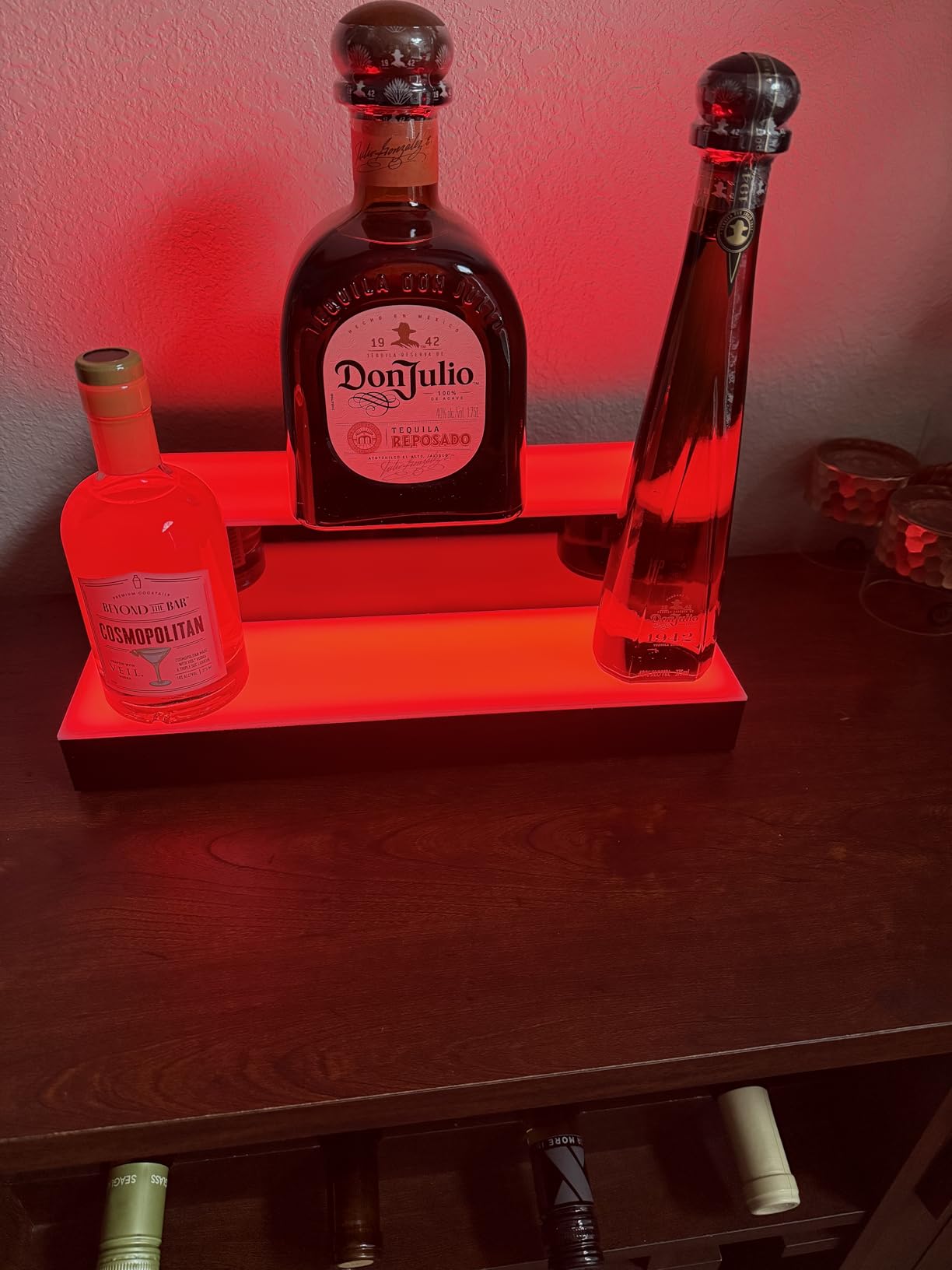 Boss Premium BarUSA LED Lighted Bar Shelf Display Liquor Bottle Alcohol Whiskey Shelves Rack Stand Tray Units for Home Bar Living Room Accessories and Decor - Designed in USA (2-Step, 28 Inch) customer photo 2